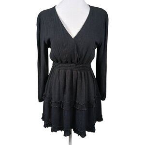 Altar'd State Black Tiered Mini Dress, "Lexley" Size Medium, Whimsey Goth, Party
